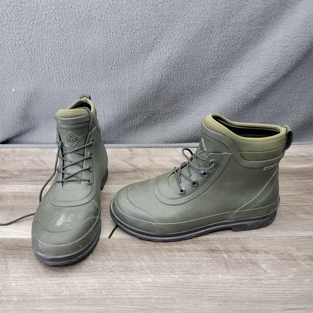 Muck Boot Company Boots Mens Size 9 Green Waterproof Rubber Lace Up Ankle Rain